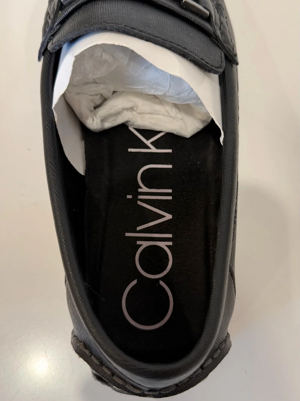 Calvin Klein  Loafers Shoes Slip On Size 9.5 Mens Black No Lace Dress Casual